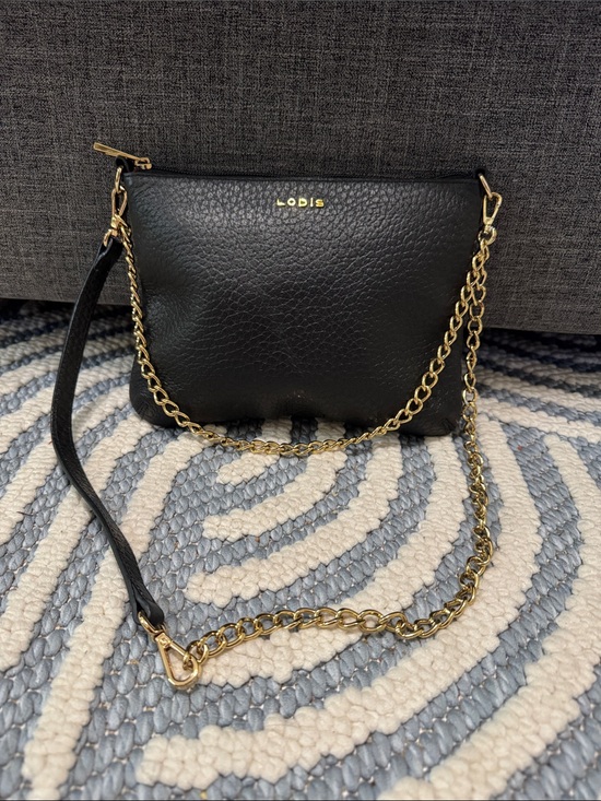 Lodis Handbags - Lodis Black Pebbled Leather Convertible Crossbody Shoulder Bag Gold Chain NWT